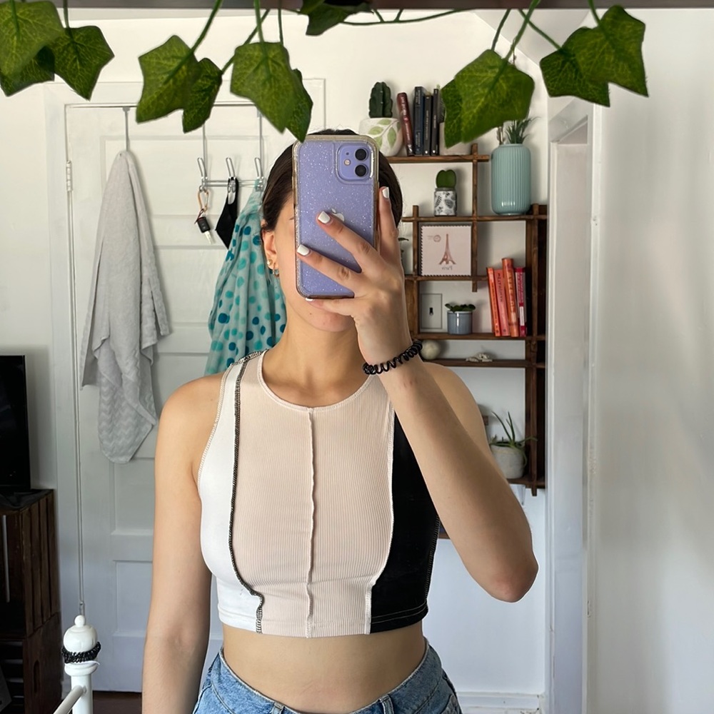 Cropped tank top colour block